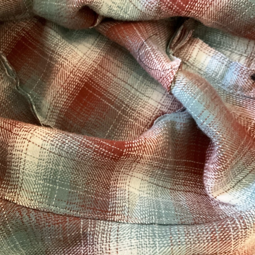Handmade Plaid Bucket Hat Gray Pearl Trim Medium - Picture 9 of 9